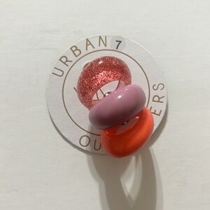 Urban Outfitters sz 7 Bold Ring Trio - Red, Pink, Orange